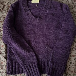 Vintage Skiva Plush Crewneck Sweater in Deep Purple